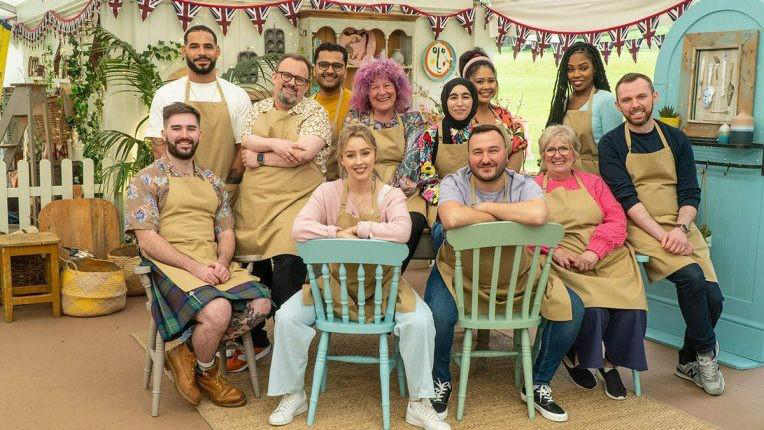 The contestants from the 2022 series of Great British Bake Off, seen here in the Tent